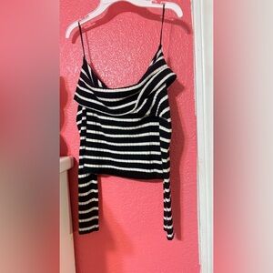 Love Tree Black and White Striped Top